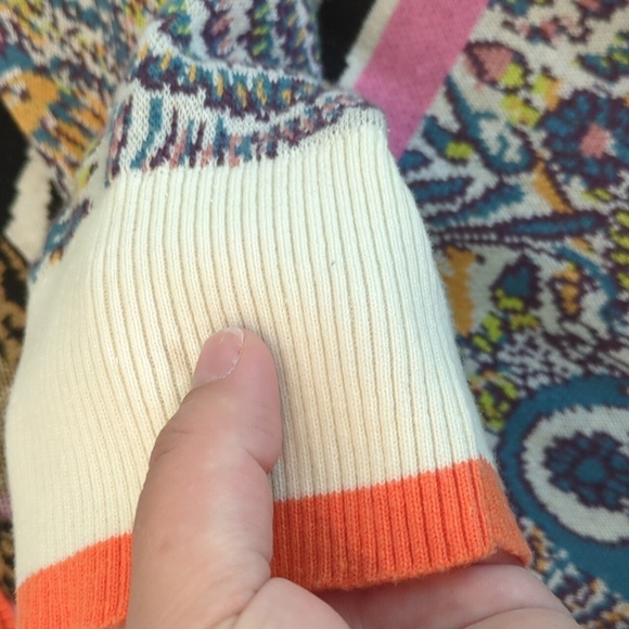 Anthropology Bricolage Open Front Fall Boho Cardigan Multicolor Paisley Sz XS - Picture 12 of 12